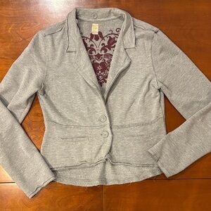 Free People Vintage & Rare Light Gray Fleece / Cotton Blazer.  S